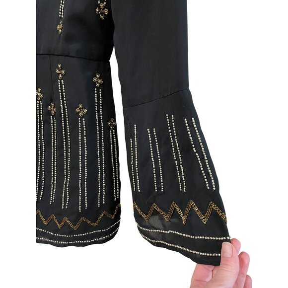 Ale By Alessandra X Revolve Edite Embellished Black Romper W/ Long Sleeves & Bea - Picture 7 of 11
